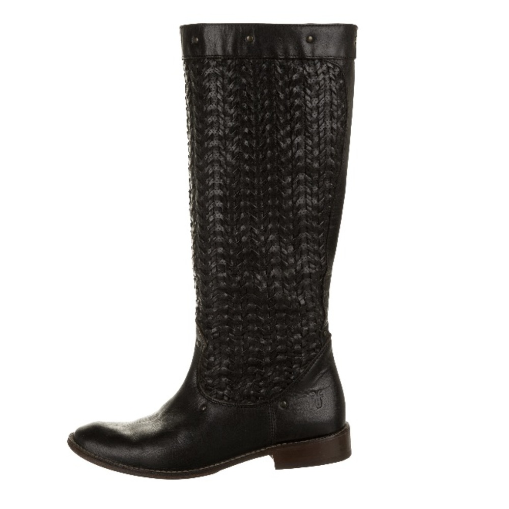 Frye woven black leather boots